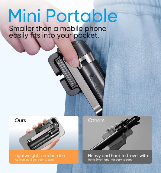 Mini Tripod,2025 New Selfie Stick Tripod with Remote One-Touch Push Button Switch, 360° Rotation with Bluetooth for IPhone
