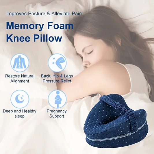 Orthopedic Sciatica Relief Memory Foam Leg Pillow - Hollow Heart Shape for Pregnancy Side Sleepers, Bed Sofa Comfort Support