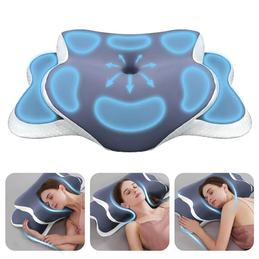 Memory Foam Pillow Cervical Pillow Neck Pain Relief Contour Ergonomic Orthopedic Neck Support for Side Back Stomach Sleeper Gift